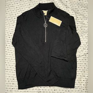SOLD**MICHAEL KORS BLACK QUARTER ZIP SWEATER